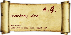 Andrássy Géza névjegykártya
