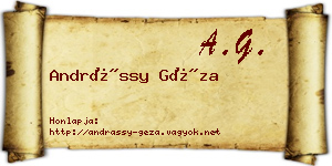 Andrássy Géza névjegykártya